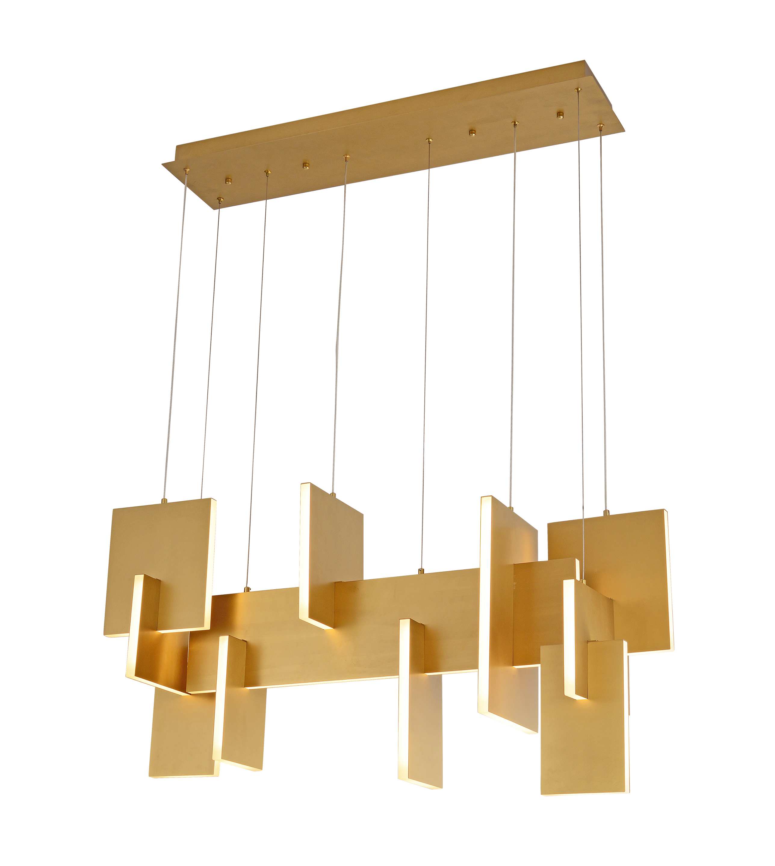 Kultainen geometrinen paneeli lineaarinen kattokruunu